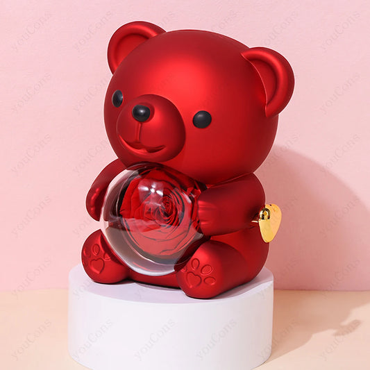 Red Heart Bear Necklace